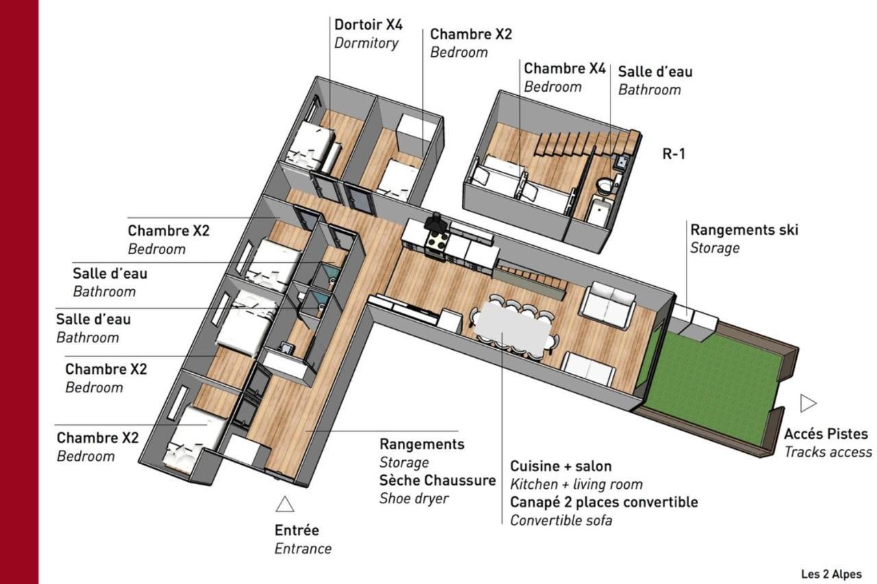 Appartement Edelweiss Skiopieds - Centre Station لو دوز آلب المظهر الخارجي الصورة